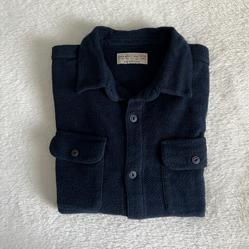 ZARA Boys Blue Long Sleeve Shirt – Size 9/10 – 100% Cotton